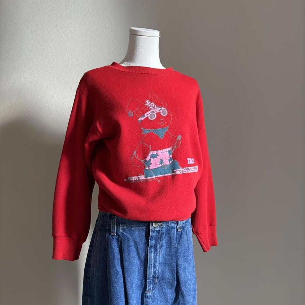 90s red ski bunny sweatshirt